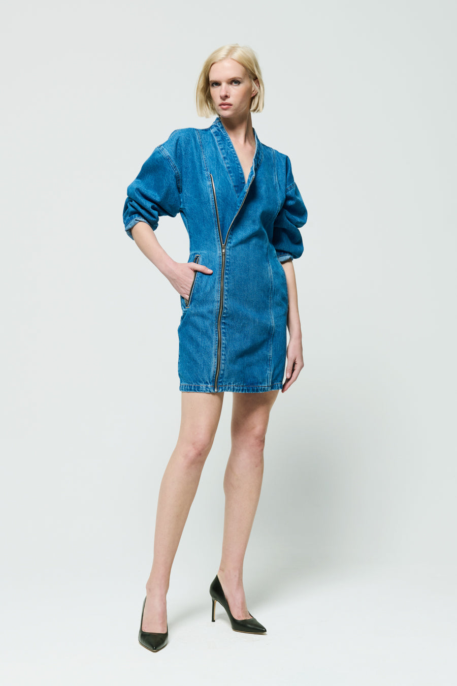 Denim cheap biker dress