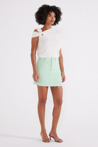 Bobbi Cutoff Mini Skirt - Dusty Aqua