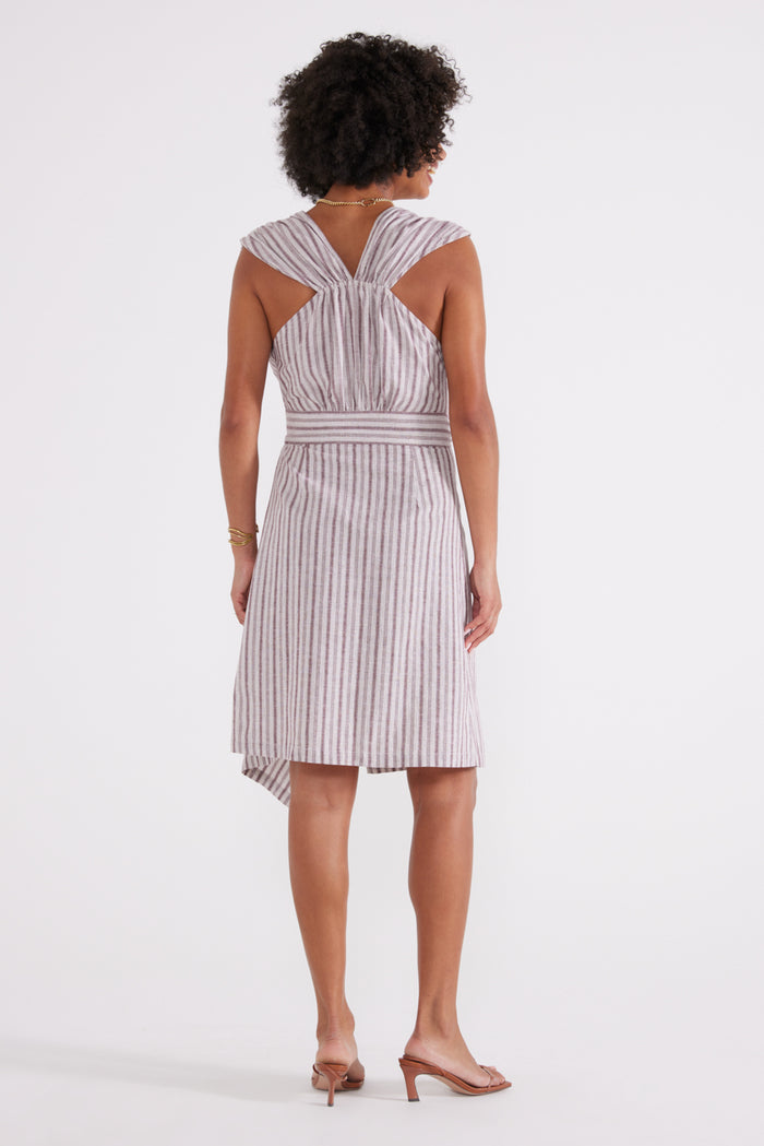 Antonia Wrap Dress - Sassafras Stripe