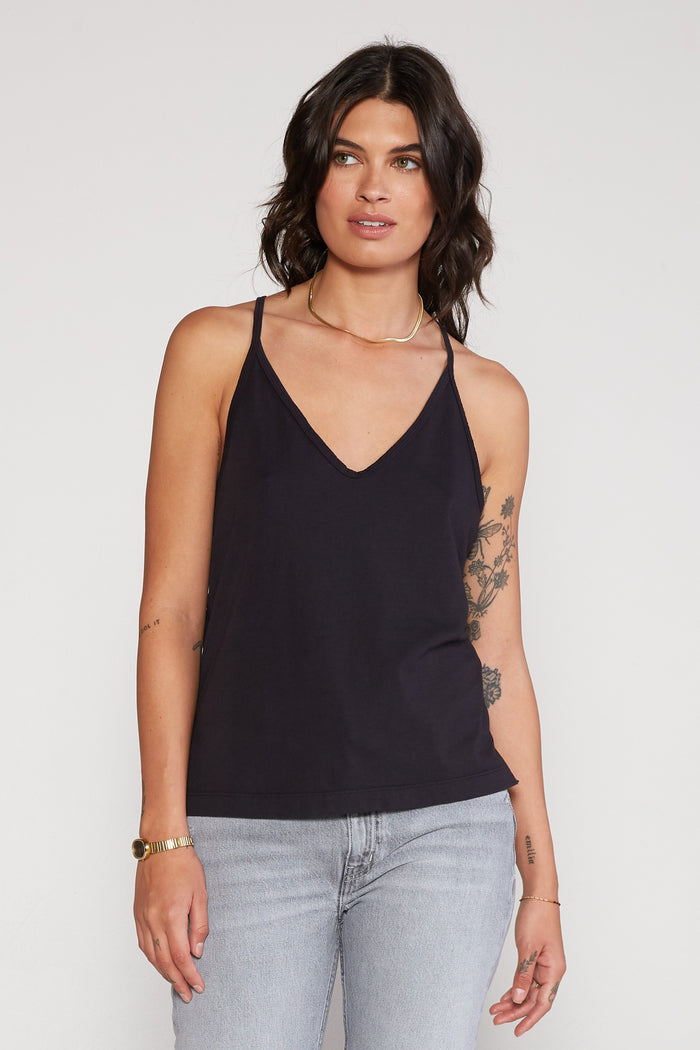Dasha Cross Back Tank - Black Beauty