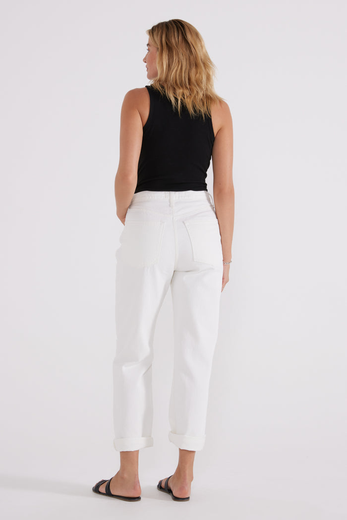 Bryce High Rise Boyfriend - White Laser Vortex