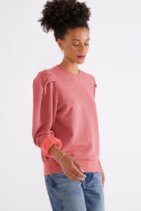 Lysse Pleat Sleeve Top - Grenadine Heather