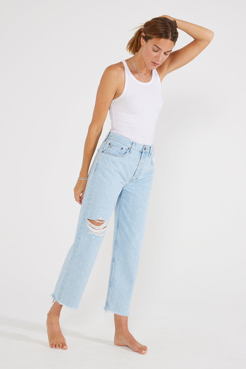 Tyler Straight Crop - Blue Mist