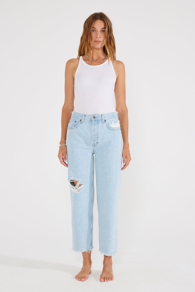 Tyler Straight Crop - Blue Mist